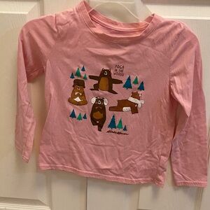 Eddie Bauer Pink Long Sleeve Tee with Bear and Tree Design